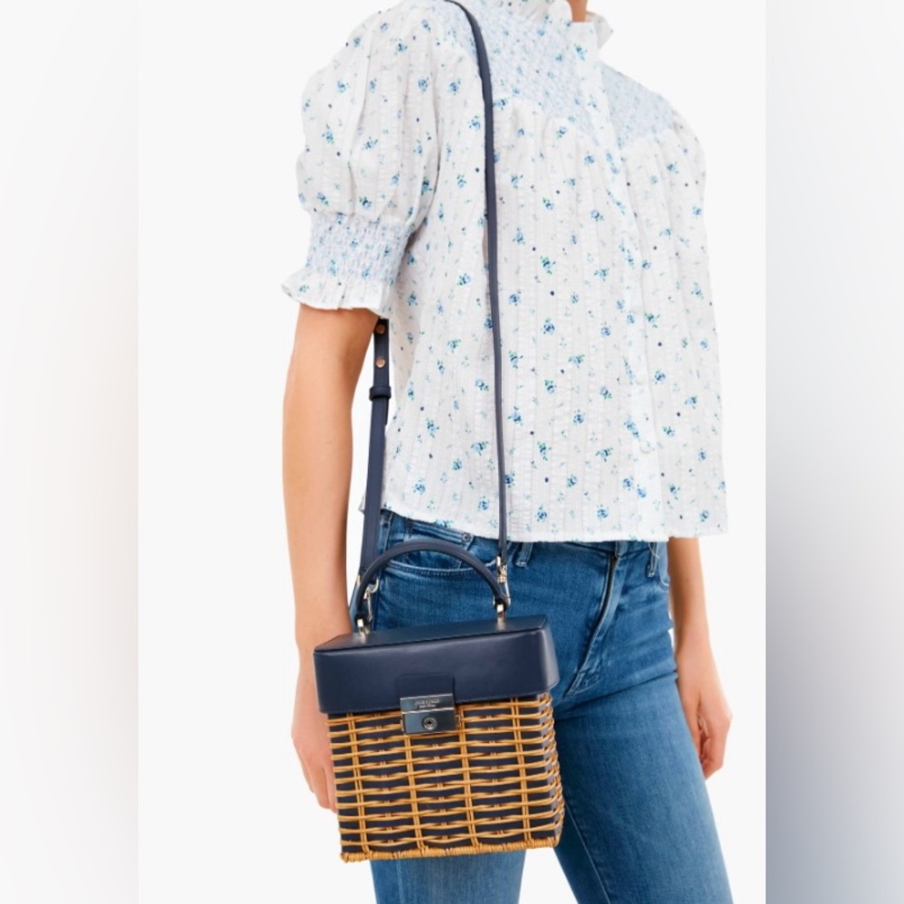 Kate Spade Blazer Blue Voyage Wicker Small Top Handle with/Strap EUC!! - Picture 14 of 15